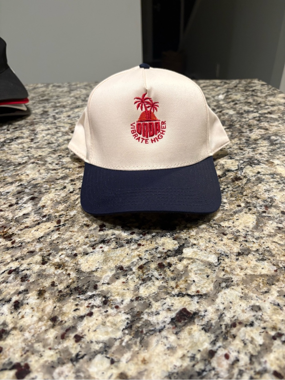 Onda Tequila Seltzer Snapback Hat Cream Navy Vibrate Higher Palm Trees Otto Cap